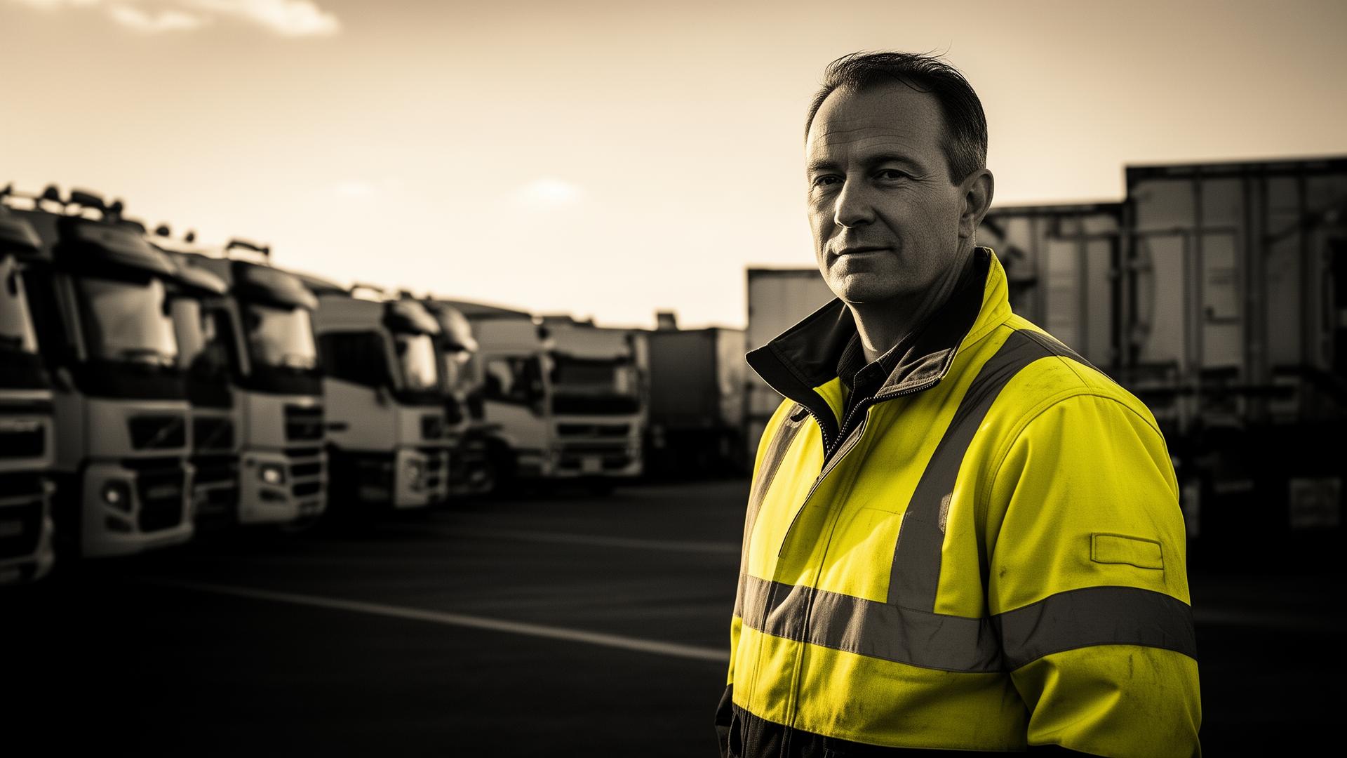 Owner-operator at a commercial truck yard